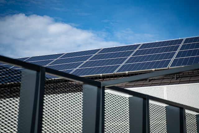 Solar panels on a rooftop.